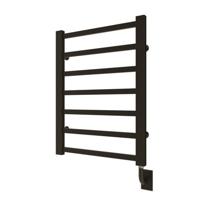 23.5"x31" Milano Modern Wall Mounted Electric Hardwired Towel Warmer - Matte Black, Fluid Filled, Flat Panels, Includes Programmable Smart Switch, Lifetime Warranty