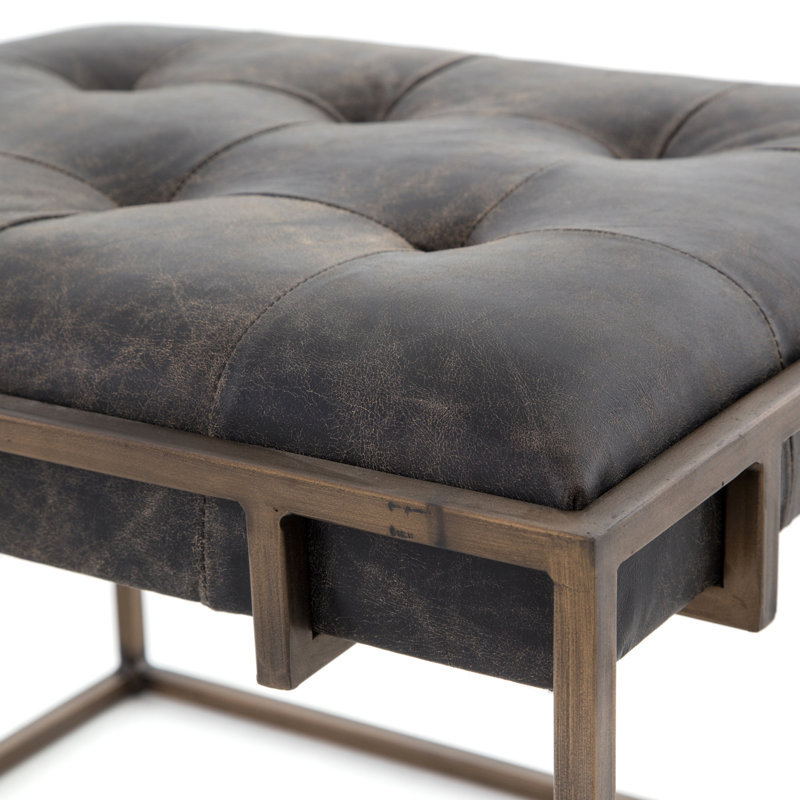 Oxford End Table, Antique Brass, Ebony Natural