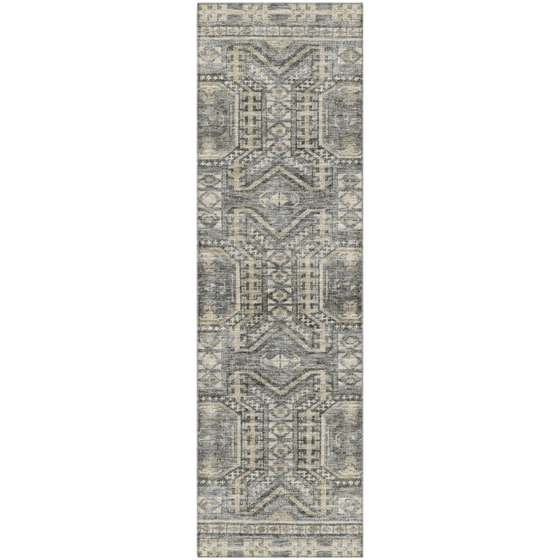 Premium Machine Washable Mayfield AMF1920 Border Rug, Runner 2'3" x 7'6"