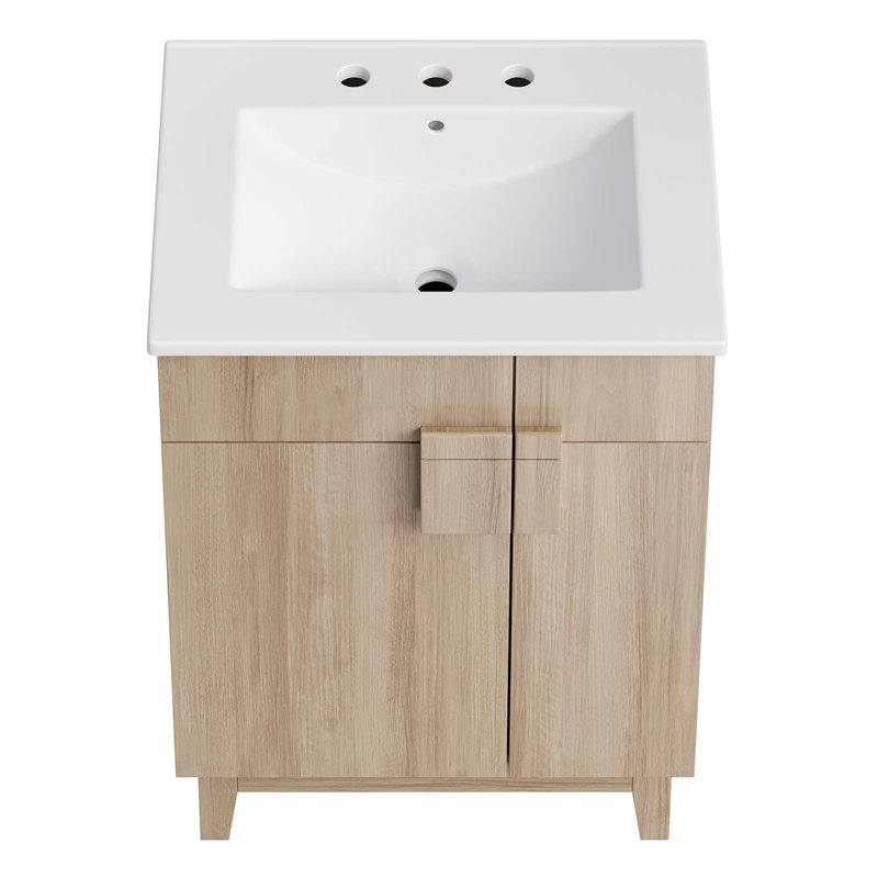 Miles 24" White Oak Bathroom Vanity with Ceramic Top