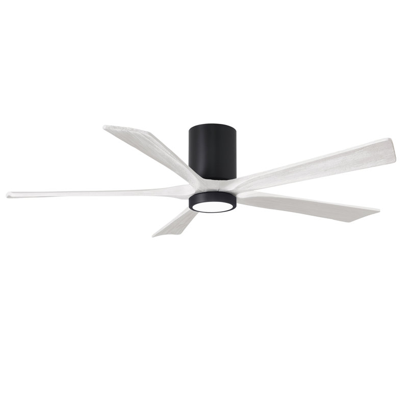 Ventilateur de plafond à 5 pales DEL avec ensemble d'éclairage inclus Irene, Noir mat, 60", Blanc mat