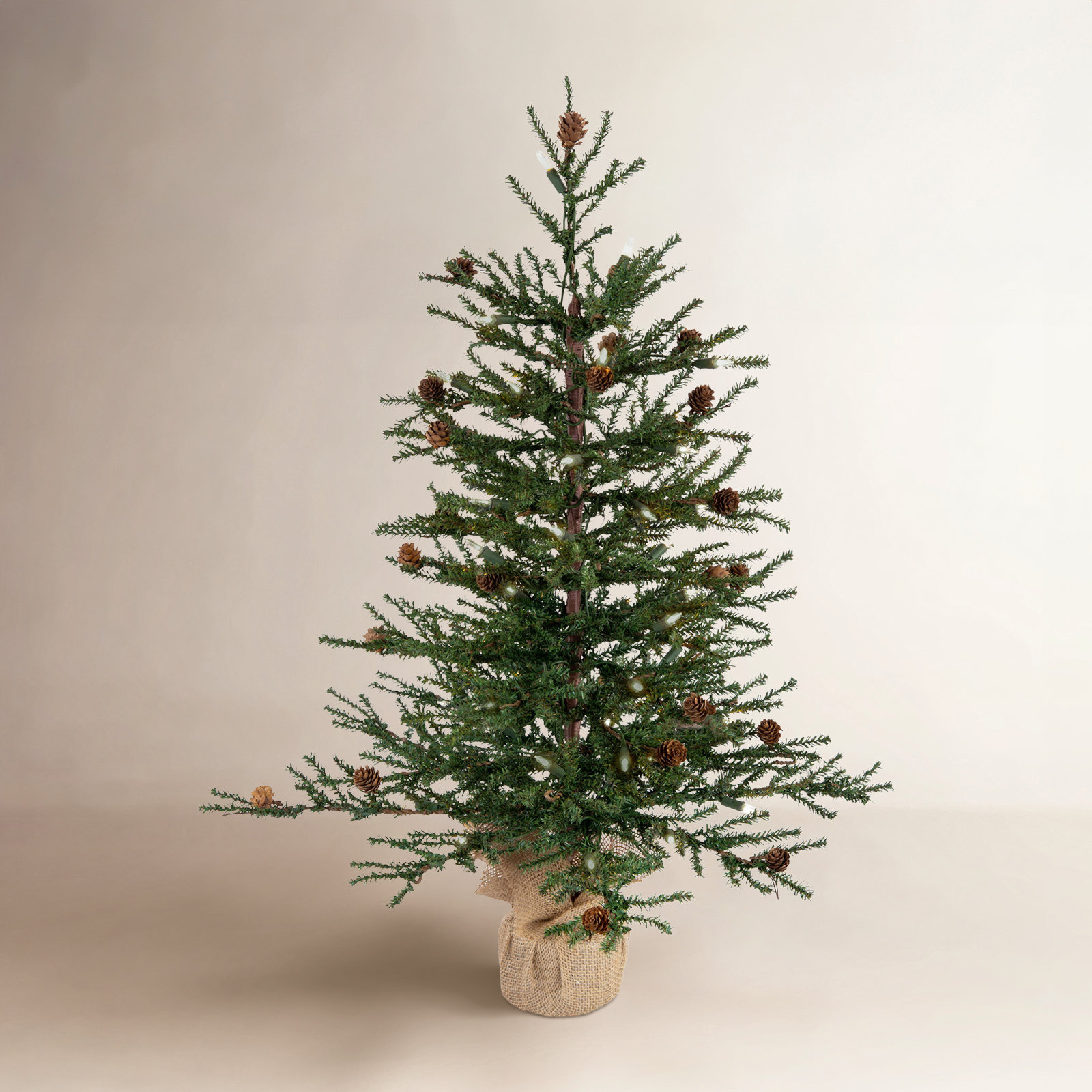 Julieta Carmel 3' Pre-Lit Pine Christmas Tree, 2.5' H