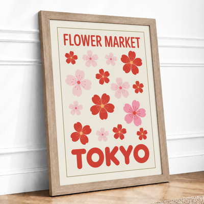 Postcard from Flower Market Tokyo Retro 1 Piece Single Picture Frame Wall Art