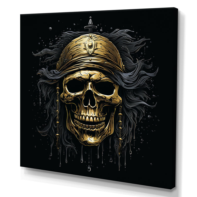 Symbole de pirate Jolly Roger sur toile, H 30 po x l 30 po x P 1 po, Toile tendue