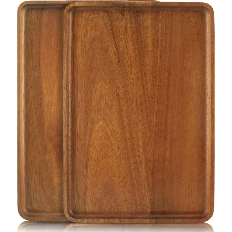 2-pack 16" X 12" Acacia Wood Serving Trays