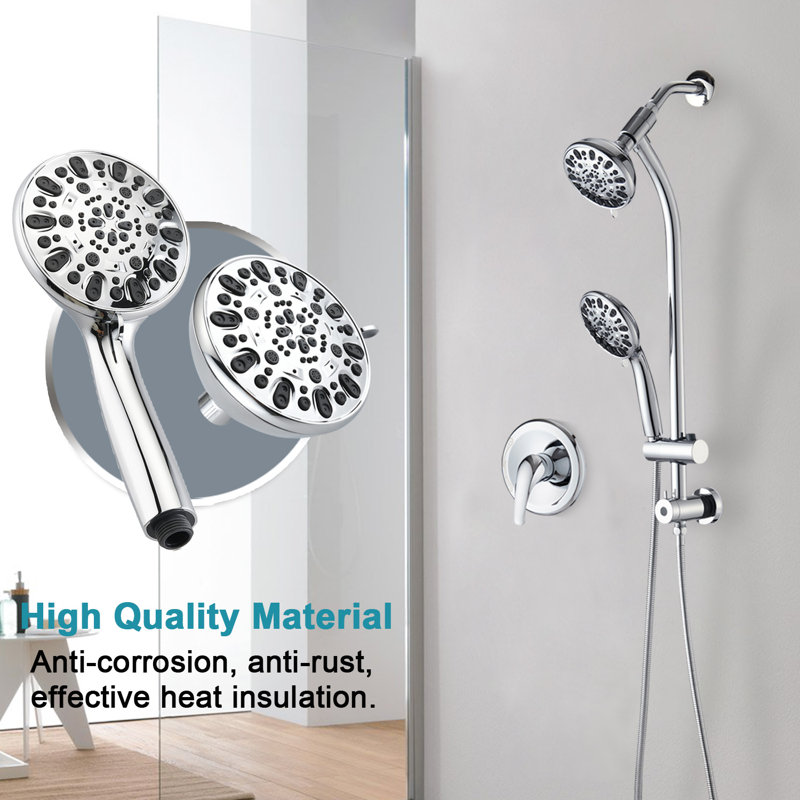 Slide Bar Combo Rain Showerhead,dual Shower Head Spa System,rough-in Valve Included, Chrome