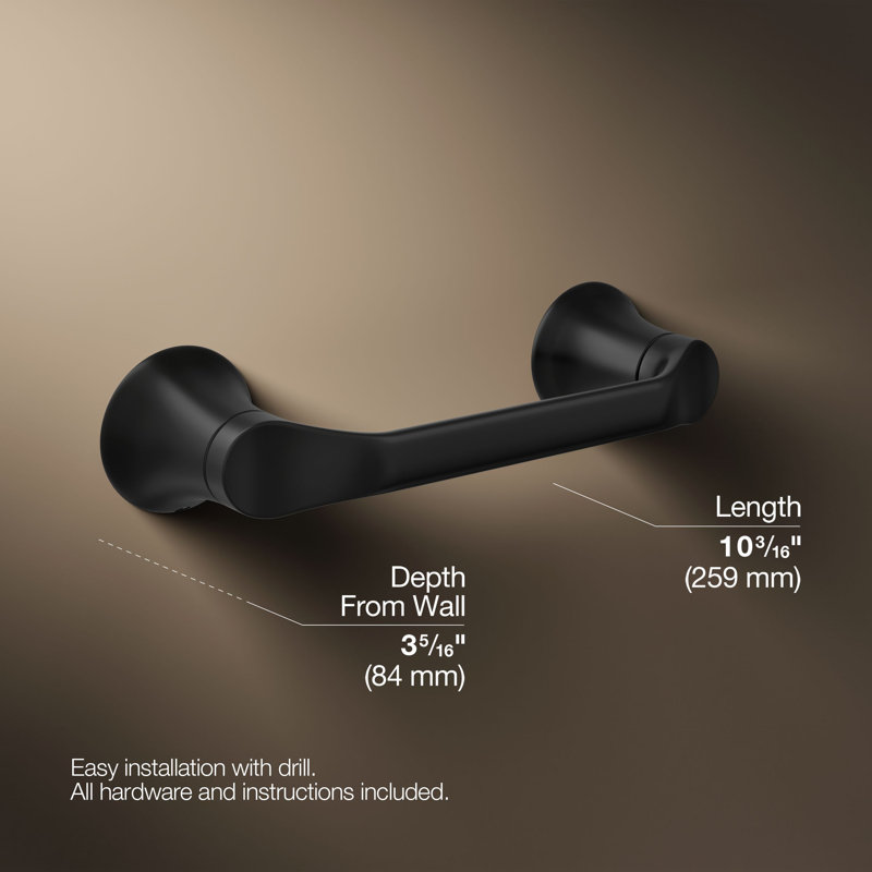 Simplice Pivoting Toilet Paper Holder, Matte Black
