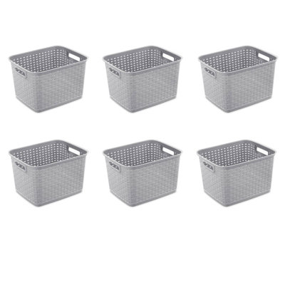 Sterilite Tall Weave Basket, Decorative Storage Bin, Organize the Closet, Bathroom or Classroom -  6 x 12736A06