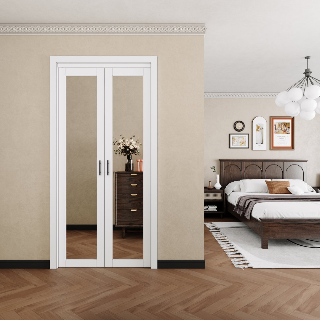 1 Lite Mirrored French-Pivot Door With Hardware (Include Handles) Home Worthy 