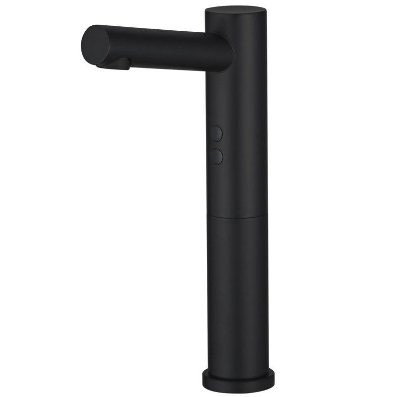 Robinet de salle de bain vasque avec bonde et capteur tactile, Noir mat