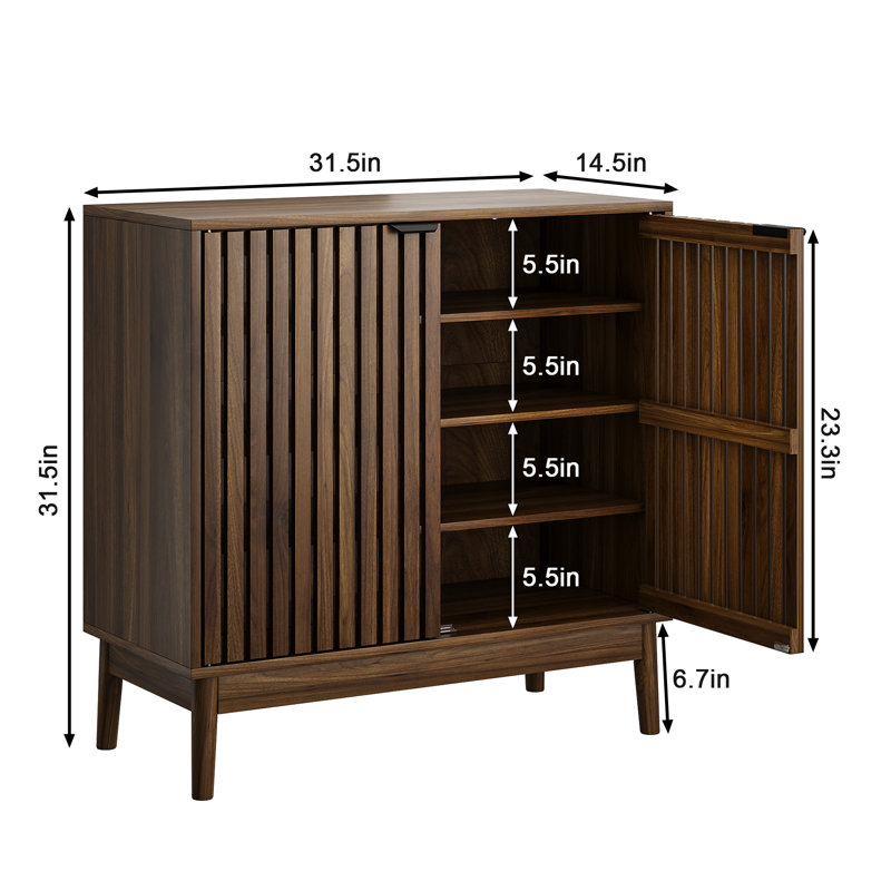 16 Pair Shoe Storage Cabinet, Walnut