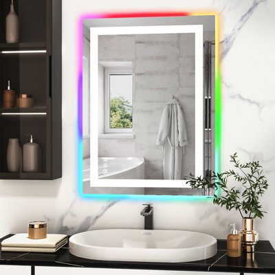 Gaulrapp Anti-Fog RGB Backlit & LED Frontlit Bathroom / Vanity Mirror with Tempered Glass & ETL