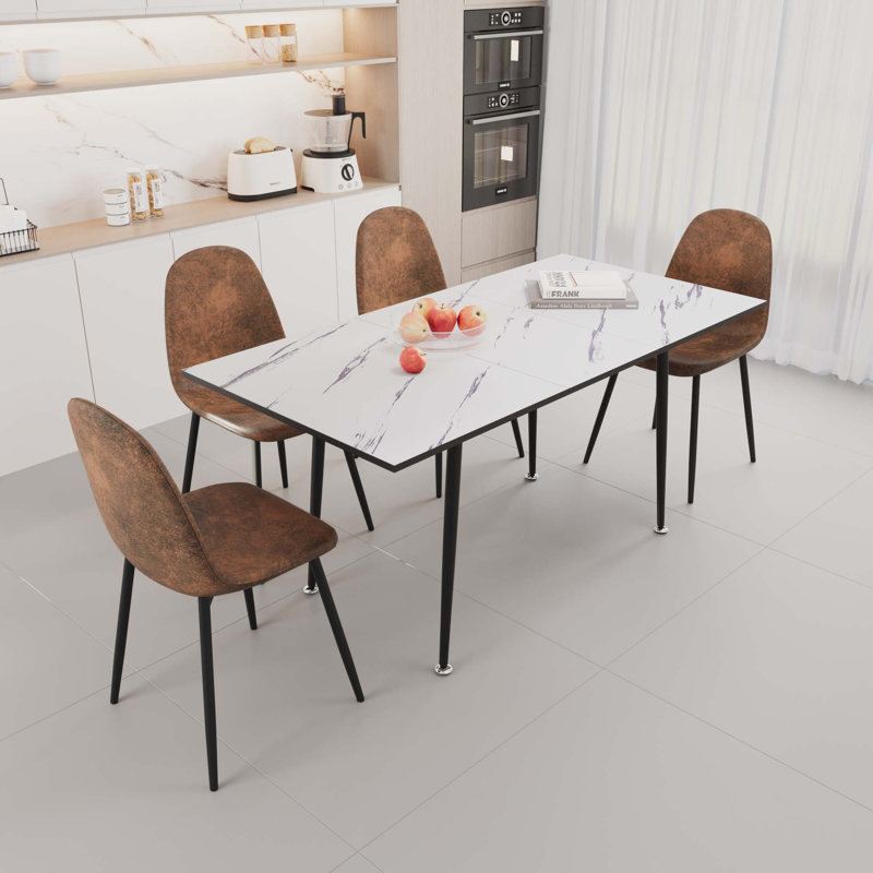 Ensemble de table de salle à manger moderne 47 "à 63" avec ensemble de chaises et table de salle à manger moderne 4 pièces