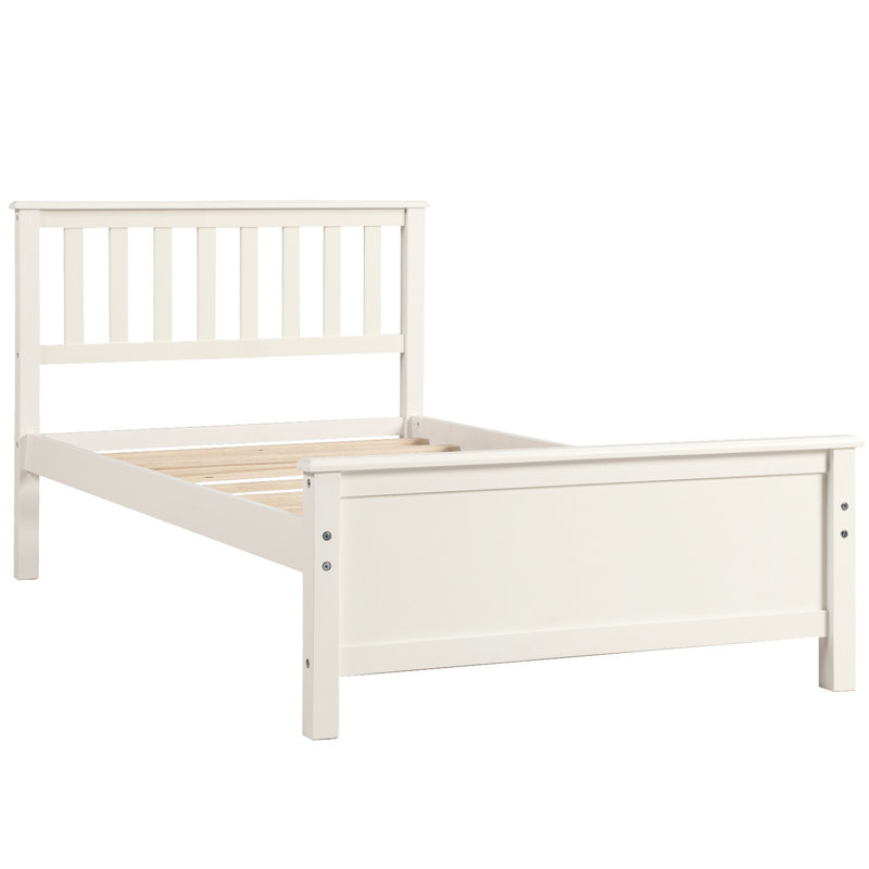 Lit plateforme simple en bois massif avec tête de lit de style blanc robuste pour plus d'assurance