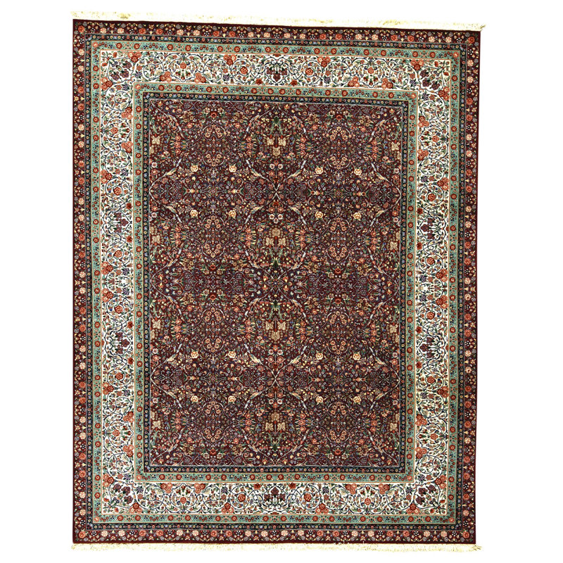 Tapis rectangulaire en laine noué à la main