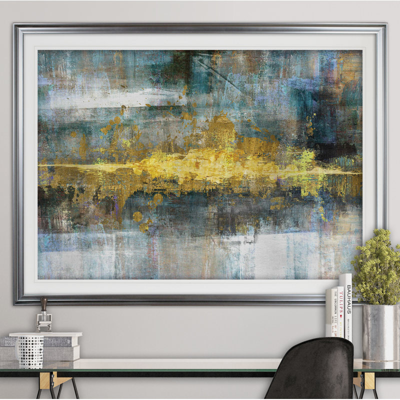« Frequency », reproduction de peinture, Cadre argenté, H 31 po x l 43 po x P 1,5 po