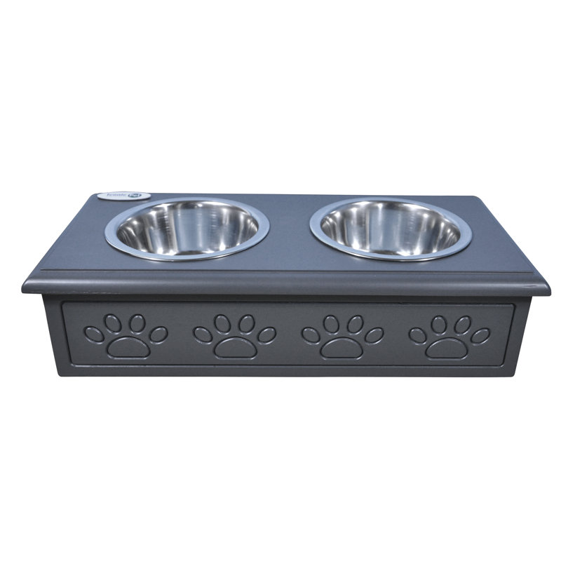 Sassy Paws Anti-Skid Elevated Feeder, Charcoal Gray