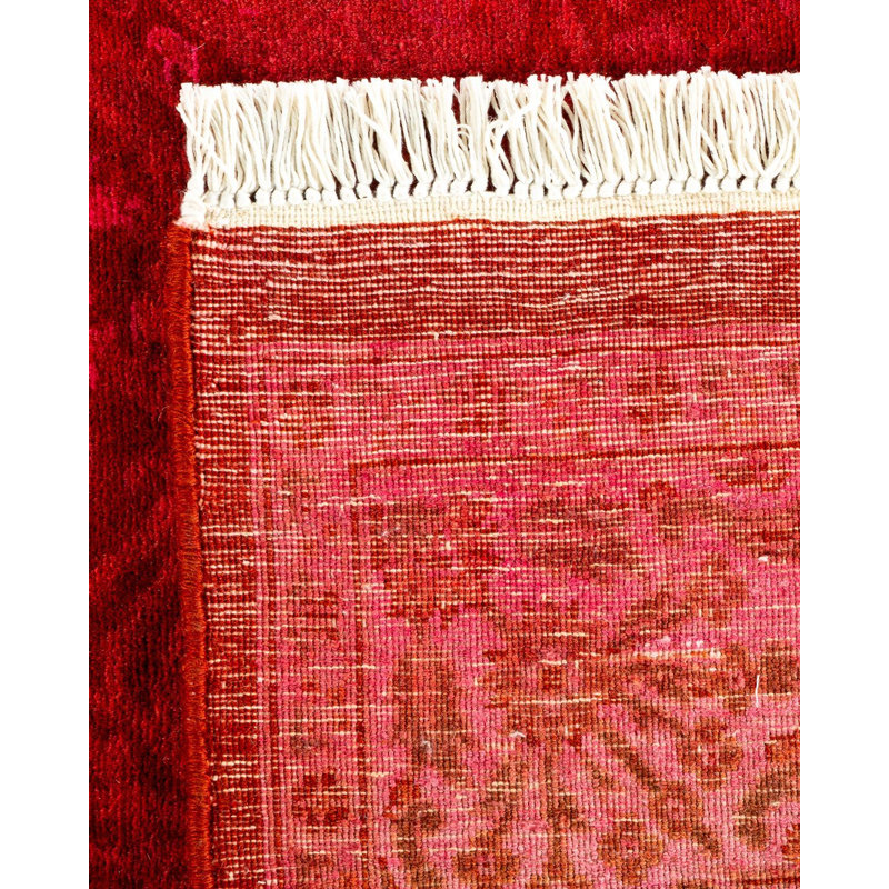 Tapis rose noué à la main de conception unique Holsworth - rose