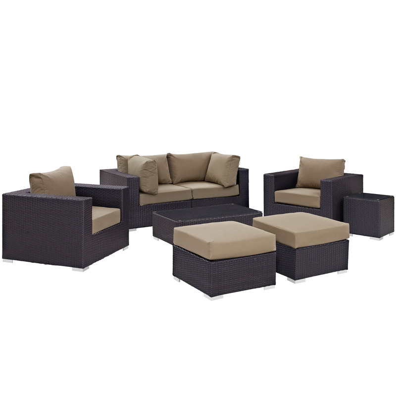 Convene Collection 8-Piece Outdoor Patio Sectional Set, Espresso Mocha