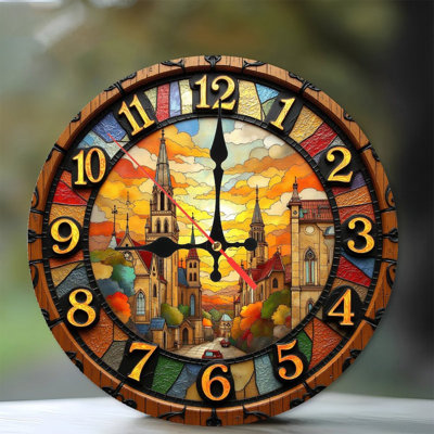 Belle horloge murale avec un paysage coloré