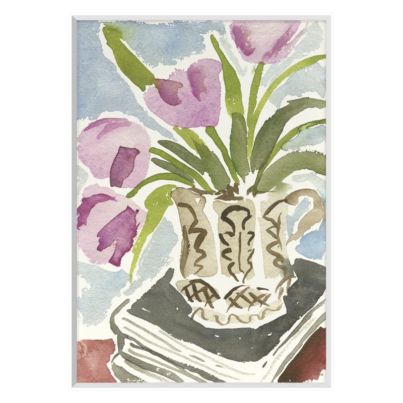 Brown Vase Print by Dana Gibson, 40" H x 28" W, White Framed