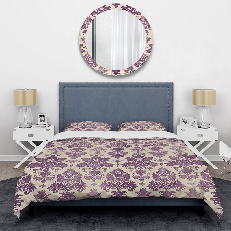 Ensemble de housse de couette Grape Purple Damask Bliss III - Transitional, Housse de couette très grand et 2 très grandes t