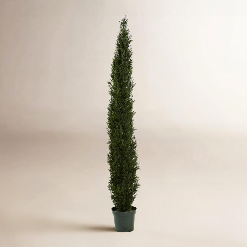 Faux Cedar Tree in Planter, 96" H x 26" W x 26" D