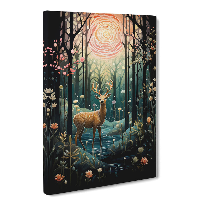 Stag In A Forest - Print, 60cm H x 40cm W x 3cm D