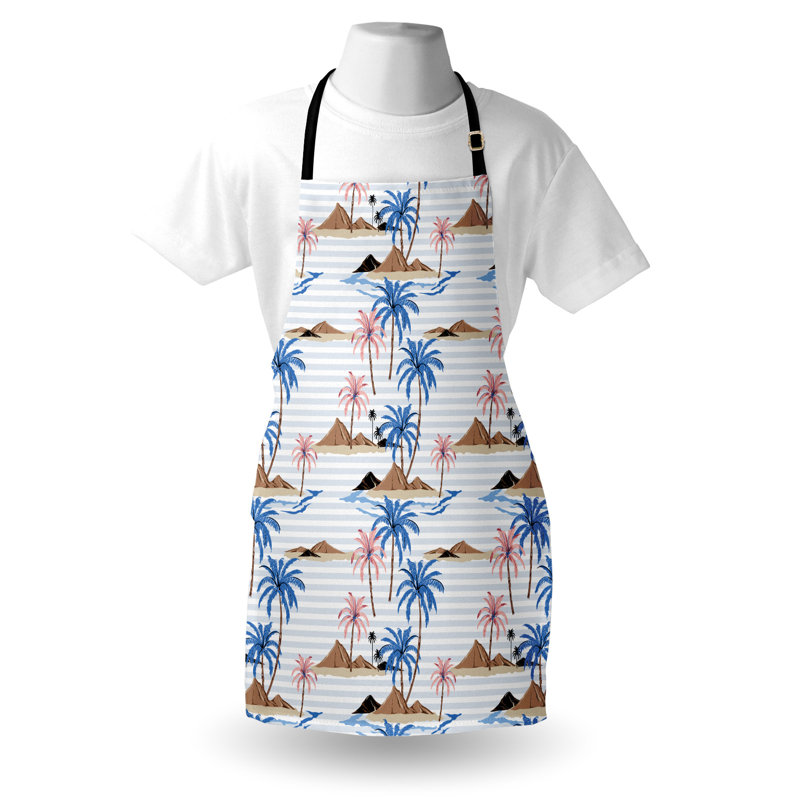 Tablier Bayou Breeze Island unisexe Tropical Coast Palms Island taille adulte bleu chameau et rosé