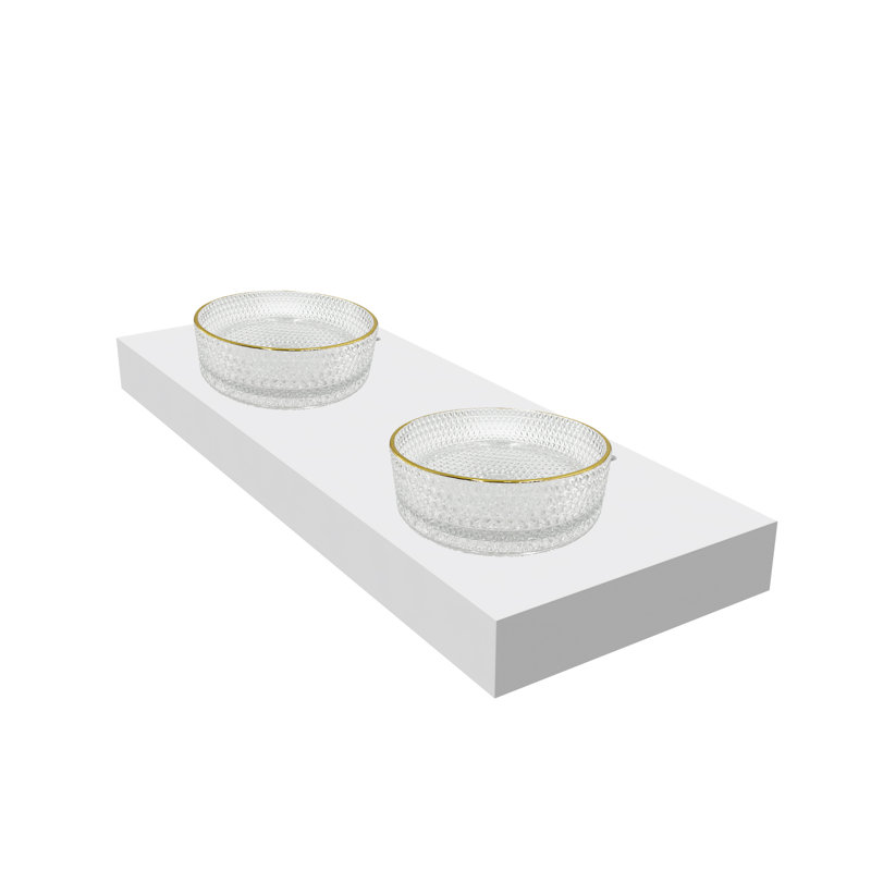 Lavabos vasques rondes transparentes 16 "avec base dorée Scotch avec base blanche 60" Scotch