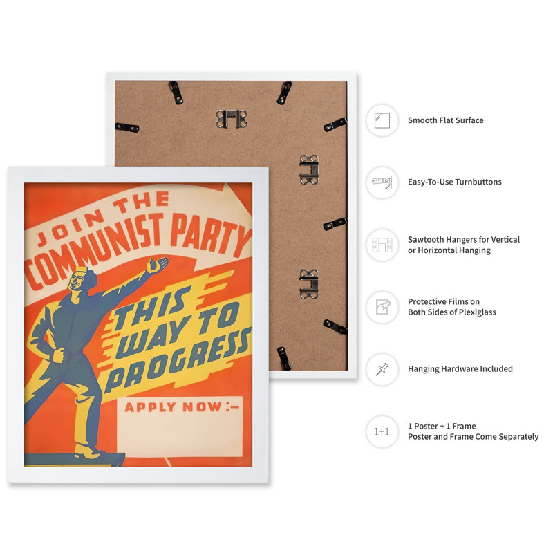 Joignez-vous au parti communiste, H 16 po x l 20 po, Affiche, Encadrement blanc