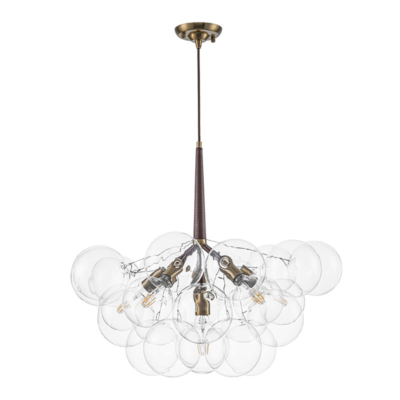 Lustre à intensité variable 6 lumières Meyana, Or/brun