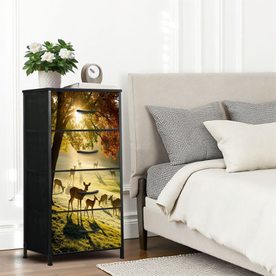4 Drawer Dresser for Bedroom, Narrow Chest of Drawers, Wooden Top and Study Iron Frame 18"x37.5"-(WxH)