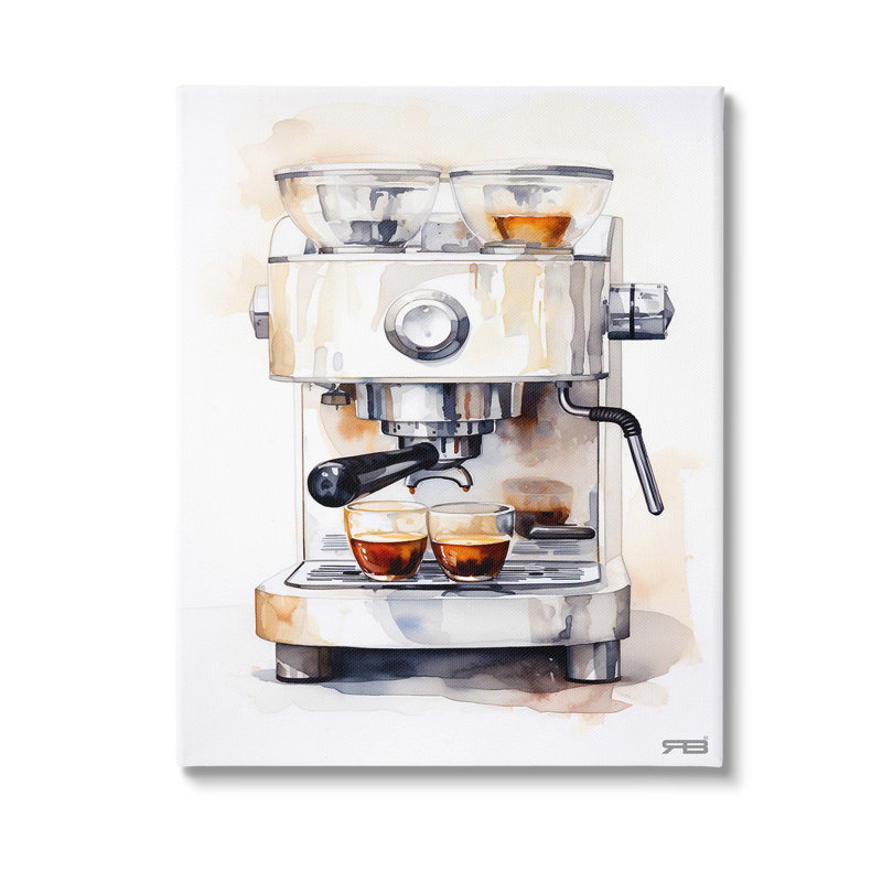 Art moderne sur toile, machine à espresso moderne par Rb, H 30 po x l 24 po