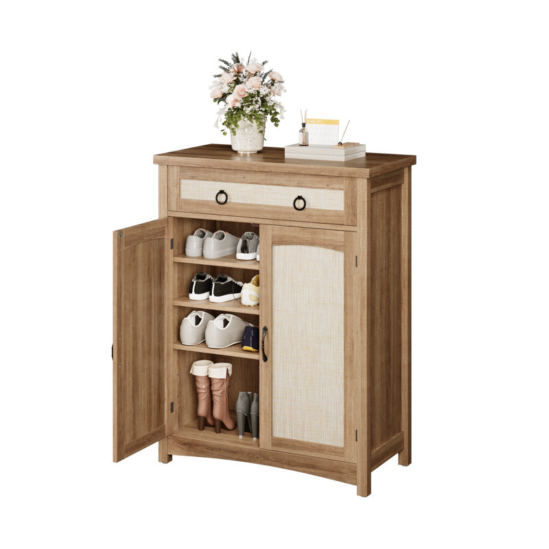  5-Tier Shoe Storage Cabinet With Drawer, Oak