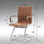 Ensemble de 2 chaises d'invité de bureau en cuir à dossier moyen - Chaises de réception à roulettes sans roues pour réunion / hall d'entrée / toilettes-1820585589