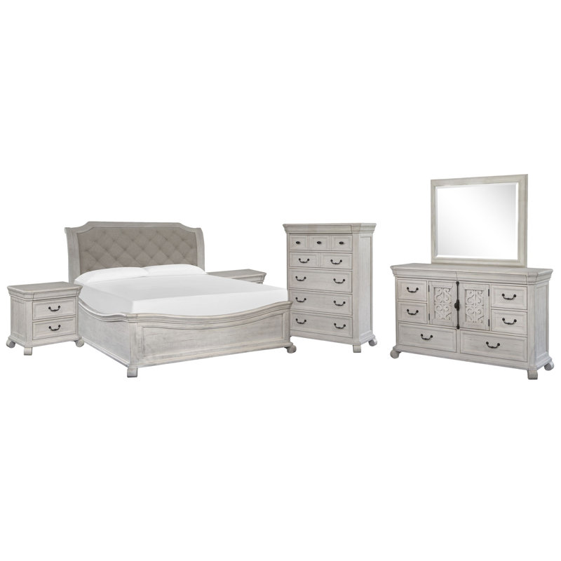 Grande commode à 2 tiroirs avec miroir de paysage et commode à tiroirs Insa