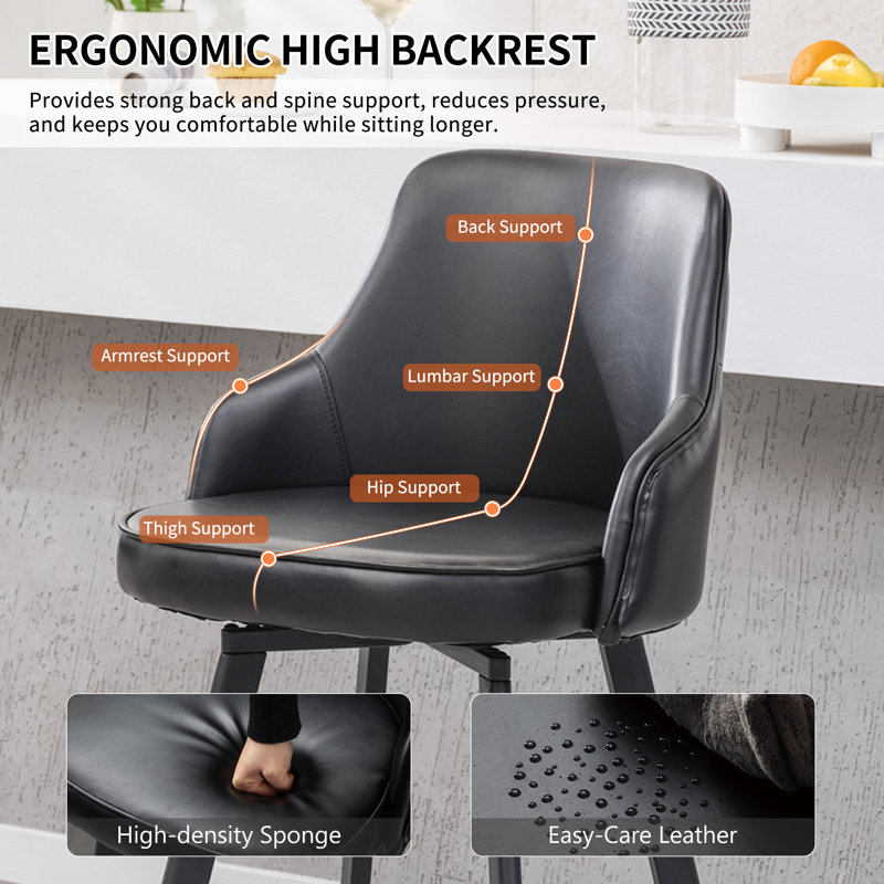 Swivel Counter & Bar Stool with High Backs, Black, 3, Bar Stool (30" Seat Height)