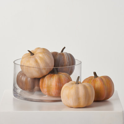 Thanksgiving Fall Harvest Weathered Orange Neutral Mix Pumpkin Set Of 6