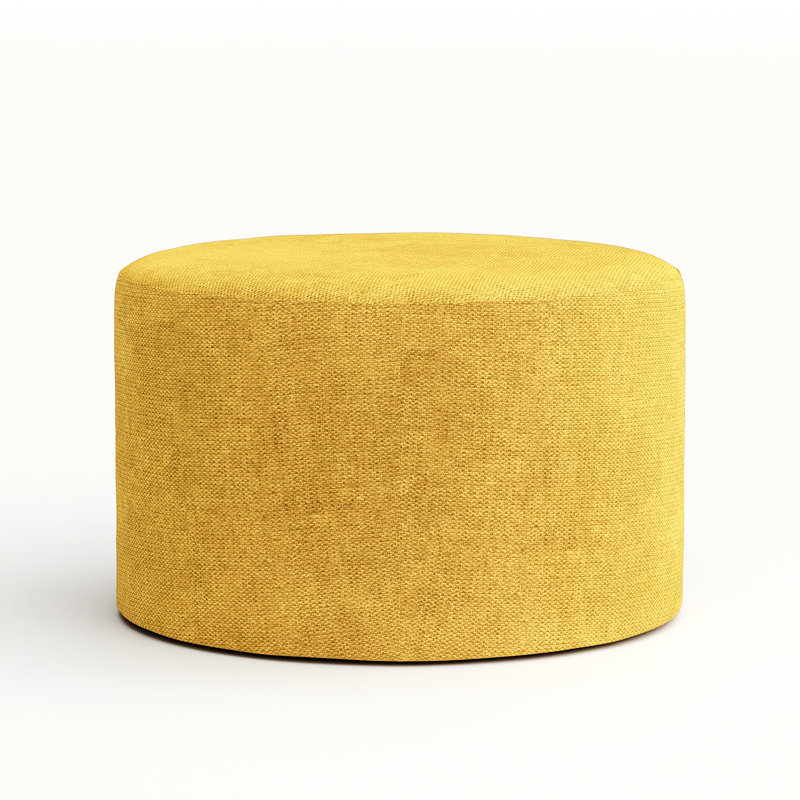 Repose-pieds rond 24 po Aylianna, Polyester moutarde 100 %