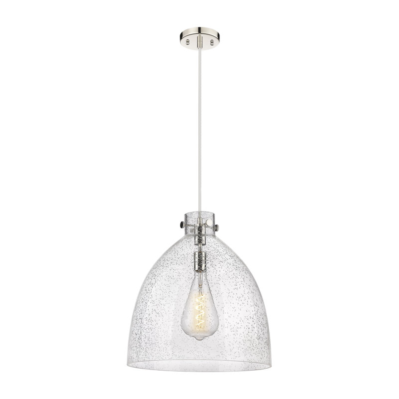 Luminaire suspendu à 1 lumière Badgett, Grainé, H 16 po x l 14 po x P 14 po, Nickel poli