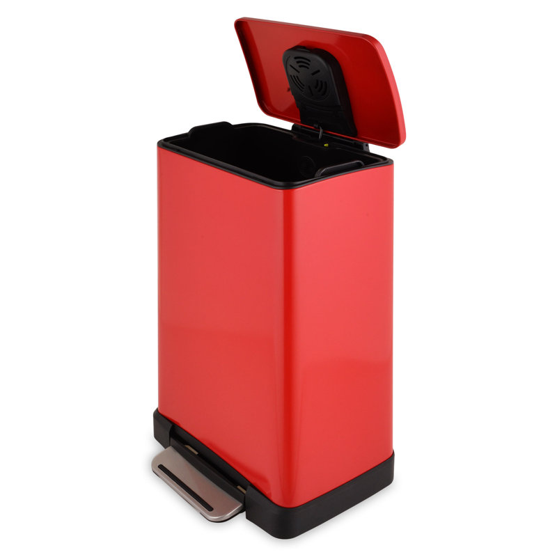 Steel Step On Rubbish Bin, Red, 30L