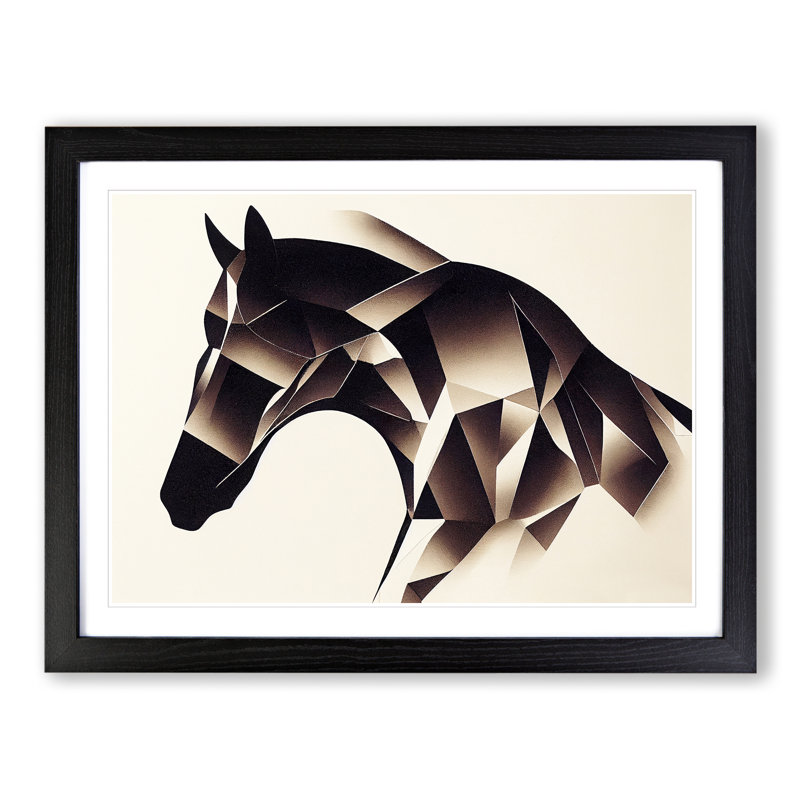 Hopeful Abstract Horse - Single Picture Frame Print, Black, 46cm H x 64cm W x 2cm D