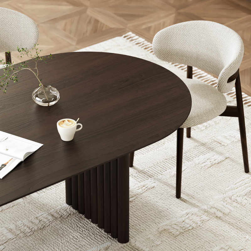 79" Soild Wood Dining Table with Double Pedestal Base &  Oval Tabletop , Walnut