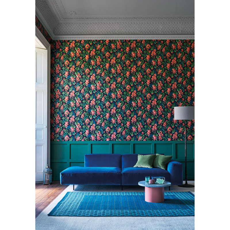 Seville Floral Wallpaper Roll, Green/Beige/Yellow