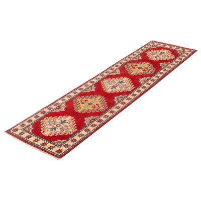 Tapis rouge en laine noué à la main de conception unique 2 pi 8 po x 10 pi 0 po New Age Finest Ghazni