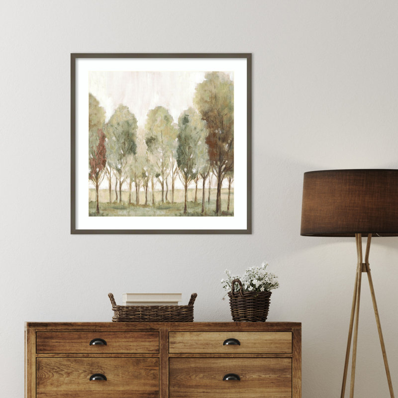 «Silent Fall Trees I» par Eva Watts, reproduction d'art encadrée sur bois, H 33 po x l 33 po