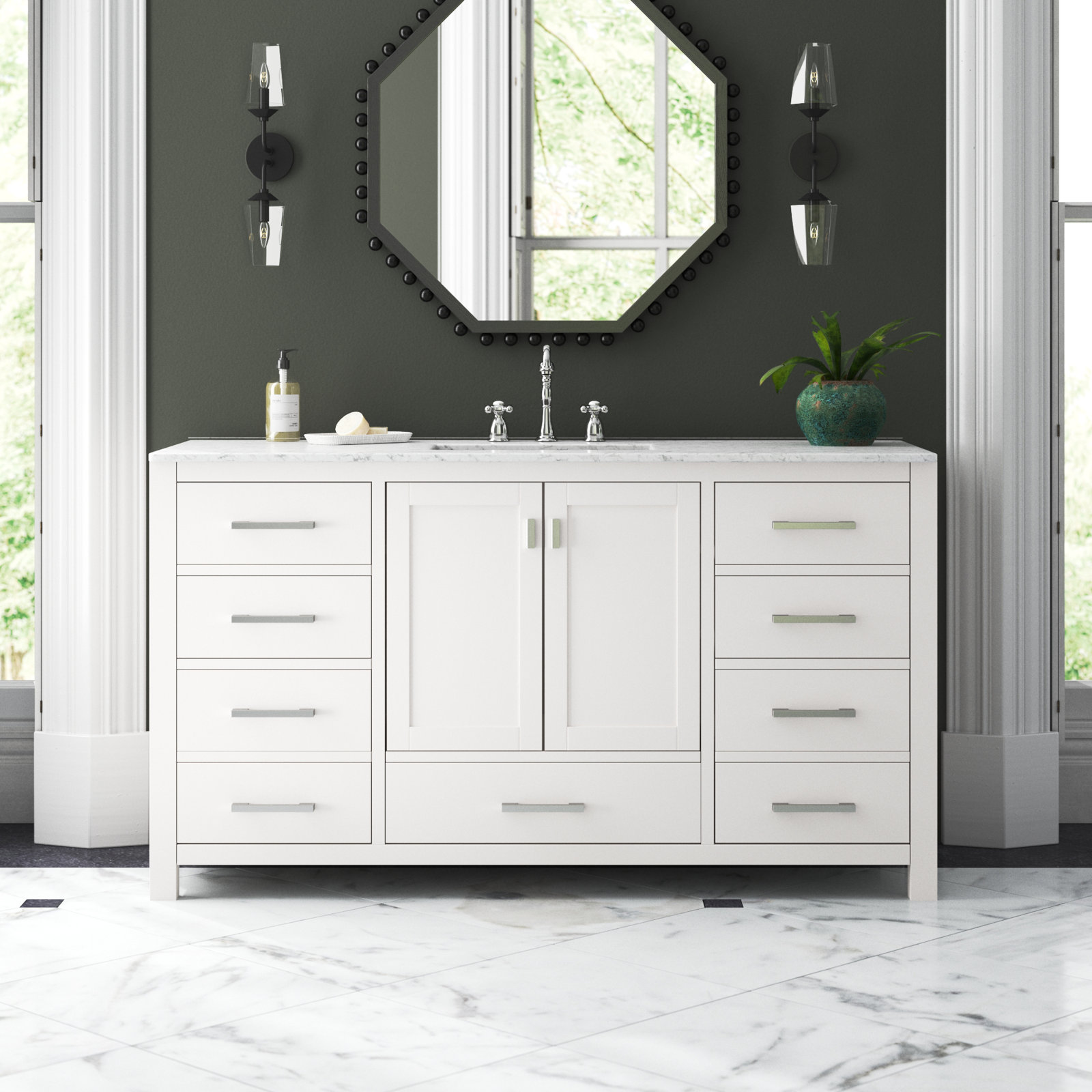 Reba Single Bathroom Vanity Base, White
