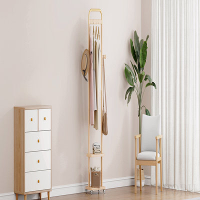 Portemanteaux en bois massif 15,7 * 11,8 * 71 po Protection de l'environnement solide Facile à assembler Peut être placé dans la chambre / entrée / salon (couleur bois)