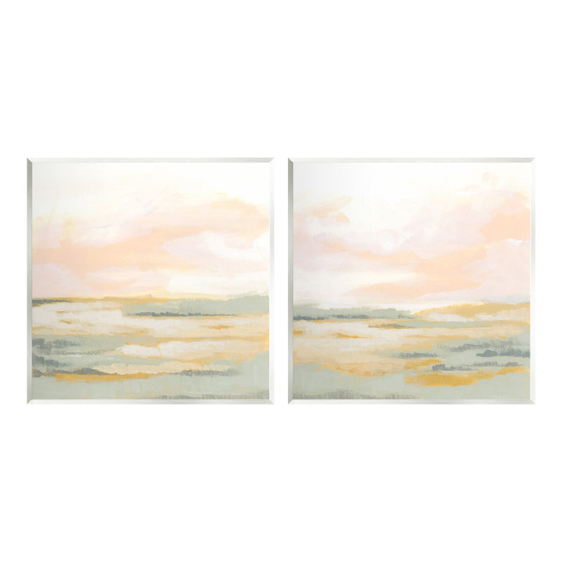 «Sunrise Sky Abstraction», ensemble de 2 plaques murales par June Erica Vess